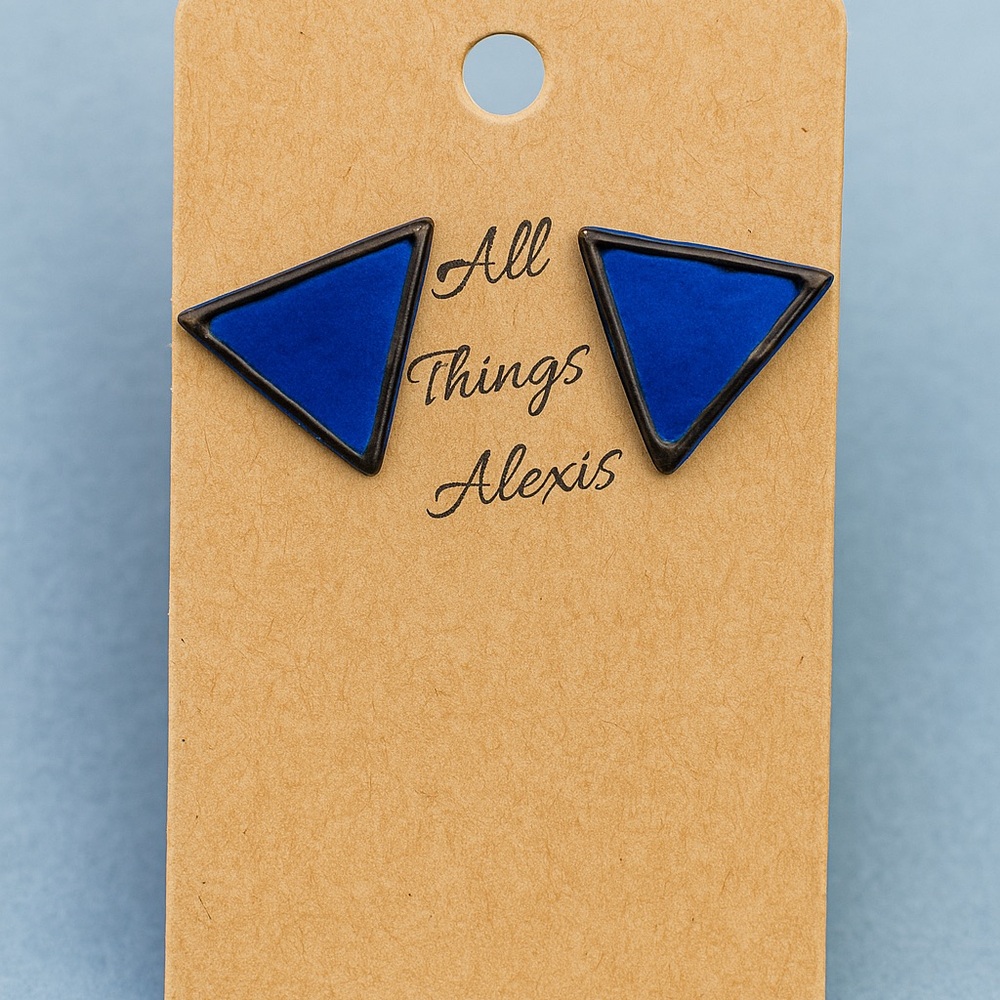 Blue Triangle Earrings